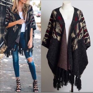 CLEARANCE ‼️KNIT HEATHER GREY RUANA- Poncho